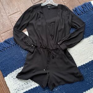 White House Black Market Black Long Sleeve Romper